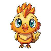 a cartoon chicken with big eyes and a big head vector