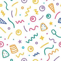 seamless pattern with colorful confetti and confetti streamers vector