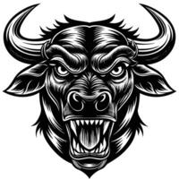 an angry bull head with large horns vector