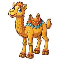 cartoon camel with saddle on white background vector
