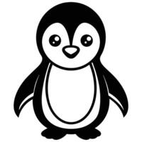 a penguin is shown in a black and white drawing vector