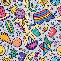 seamless pattern with colorful objects and symbols vector
