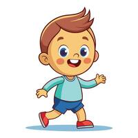 cartoon boy running and smiling vector