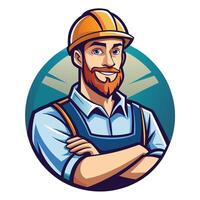 a man with a beard and a hard hat vector