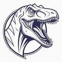 a t - rex head with open mouth and teeth vector
