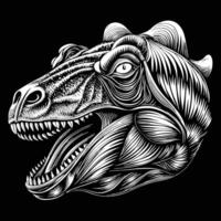 a dinosaur head with a black background vector