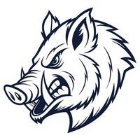 the head of a wild boar is shown in a black and white design vector