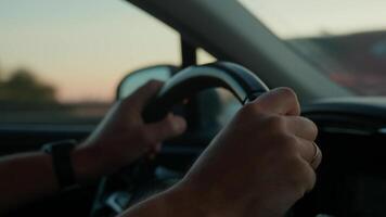 Man driving car on highway road, inside view video
