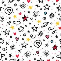 a colorful pattern with stars, hearts and other symbols vector