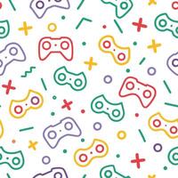 a colorful pattern with game controllers and other symbols vector