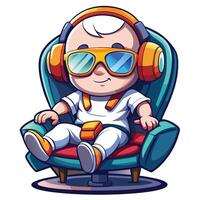 a cartoon baby wearing headphones and sunglasses vector