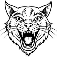 a black and white illustration of a cat head vector