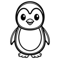 penguin coloring pages for kids vector