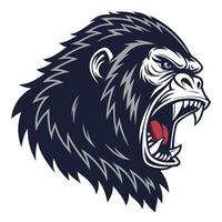 an angry gorilla head with open mouth vector