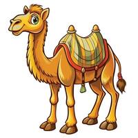 cartoon camel with saddle on white background vector