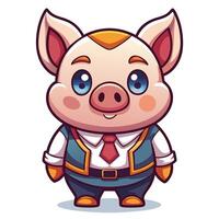 a cartoon pig in a suit and tie vector