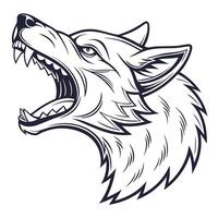 the head of a wolf with its mouth open vector