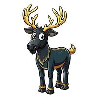 cartoon reindeer with horns and antlers vector