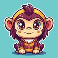 cartoon monkey character with big eyes and a hat vector