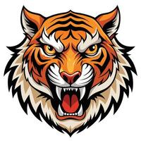 a tiger head with its mouth open vector