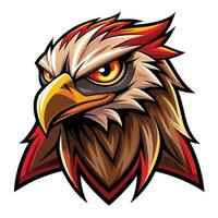 an eagle head with red and yellow feathers vector