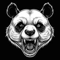 the head of a panda bear is shown on a black background vector