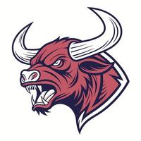 an angry bull head with large horns vector
