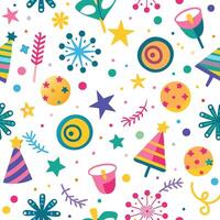 seamless pattern with christmas tree, stars, and other holiday items vector