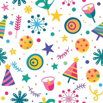 seamless pattern with christmas tree, stars, and other holiday items
