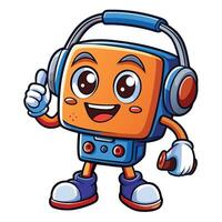 a cartoon robot character with headphones and thumbs up vector