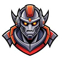 a robot head with red eyes and a helmet vector