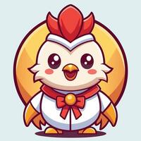 a cartoon chicken character with a bow tie vector