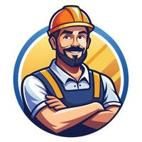a man with a beard and a hard hat vector
