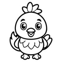 a cute little chicken coloring page vector