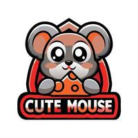 a cute mouse logo with cheese on it vector