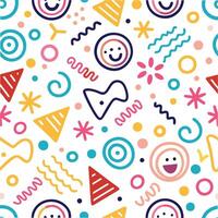 seamless pattern with colorful objects and faces vector