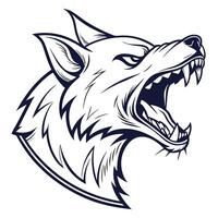the head of a wolf with its mouth open vector
