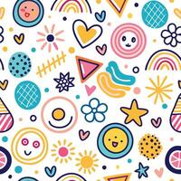 a colorful pattern with various objects and symbols vector
