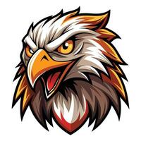 an eagle head with a big beak and a yellow and orange beak vector