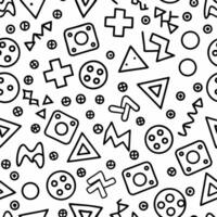a black and white pattern with various game symbols vector