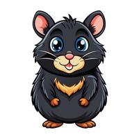 cartoon black mouse with orange eyes and yellow tail vector