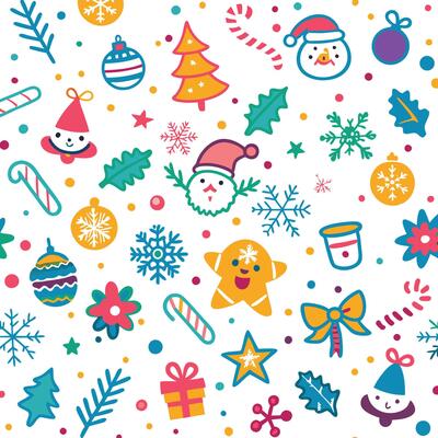 christmas seamless pattern with snowman, santa claus, reindeer, christmas