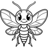 a cartoon insect with a big smile on its face coloring page vector
