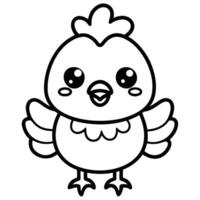 a cute little chicken coloring page vector