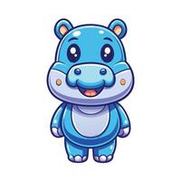 a cartoon blue hippo standing with its mouth open vector