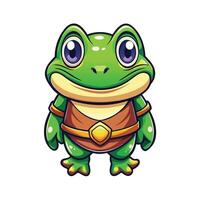 cartoon frog with armor and a bow vector