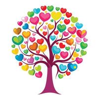 a colorful tree with many hearts on it vector