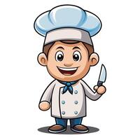chef cartoon character holding knife vector