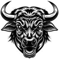 a black and white image of a bull head vector