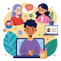 people working on laptops and talking on the phone vector